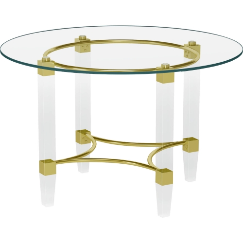 4038 48" Round Dining Table in Tempered Glass, Acrylic & Gold